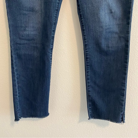 Democracy Ab Solution High Rise Dark Denim Raw Him Side Slit Slim Jeans Size 10 - Picture 8 of 12